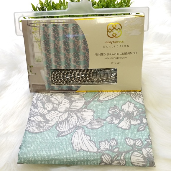Daisy Fuentes Bath Mint Green Floral Shower Curtain Set Poshmark